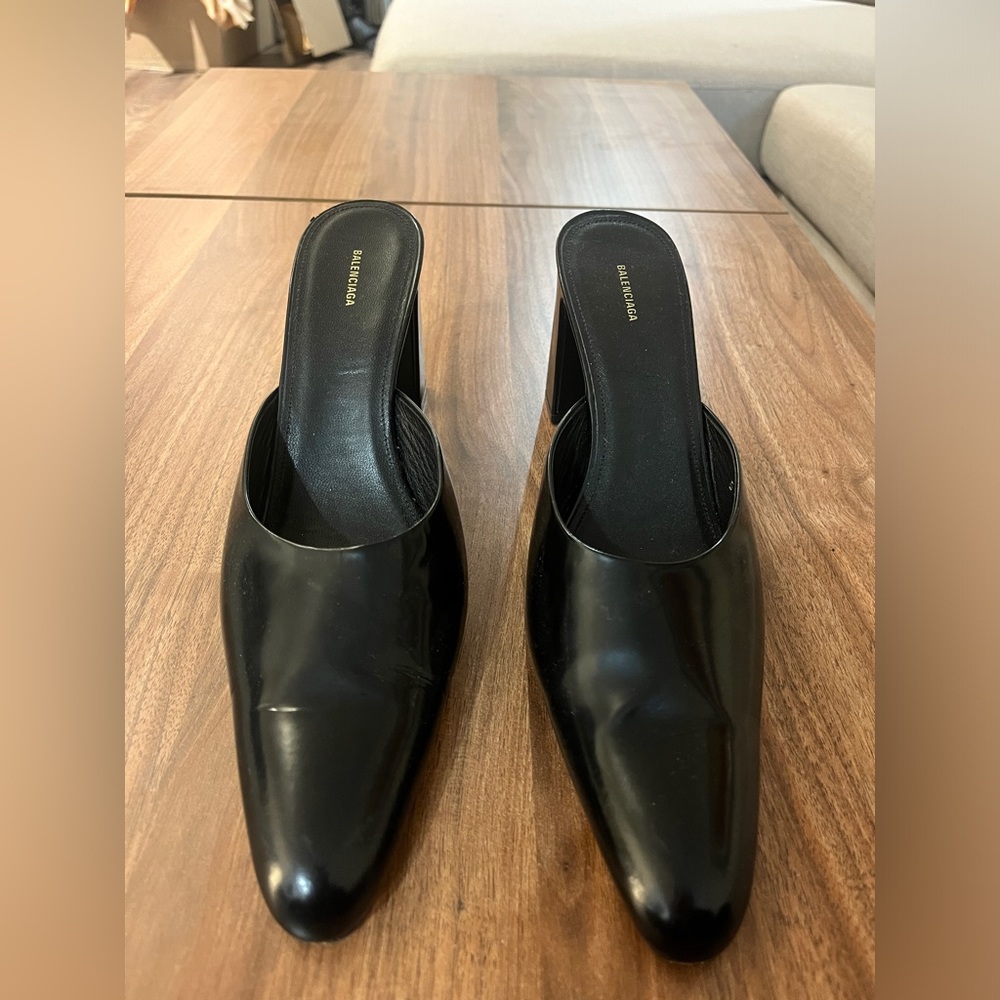 Balenciaga Black Leather Mules